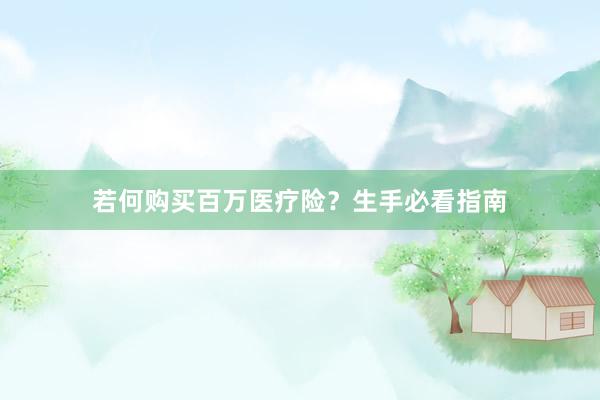 若何购买百万医疗险？生手必看指南